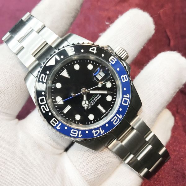 

20 colours men watches 2813 black and blue ceramic bezel black dial sapphire glass 904l stainless steel luminous mechanical waterproof wrist, Slivery;brown