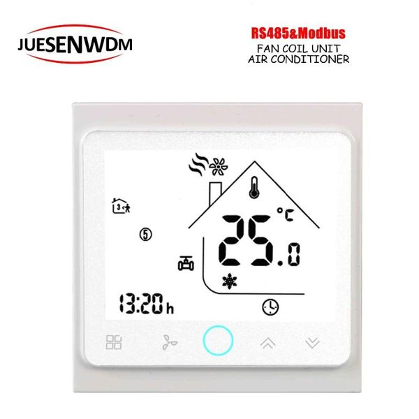 

smart home control 2pipe cooling heating air conditioning type fan coil unit thermostat rs485 proportioneel valve 0-10v signaal