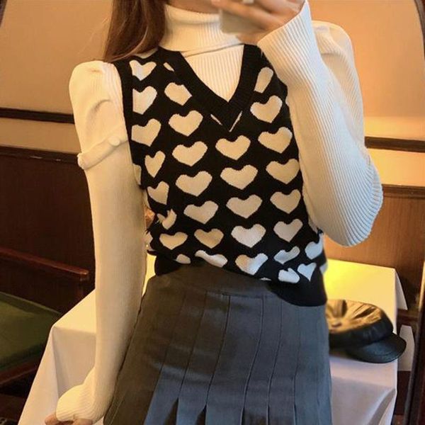 

women's tanks & camis sweet unloving teenager girls knitted vest female summer retro all-match outer wear sleeveless waistcoat, White