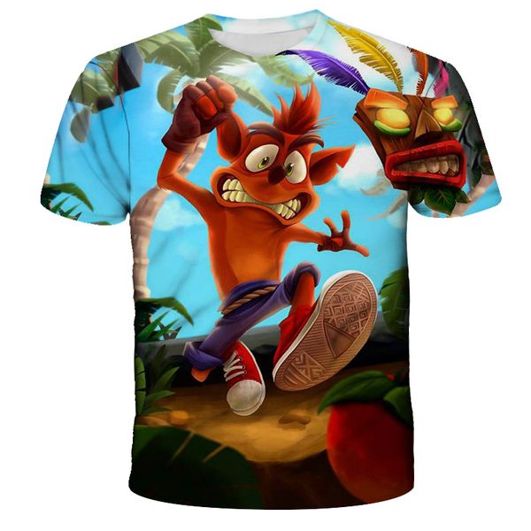 

xinyou 3d boys girls crash bandicoot t-shirts kids custom short sleeve shirt 2021 summer funny childrens clothing, Black