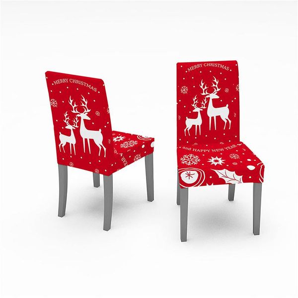 

chair covers christmas cover stretch elastic dining waterproof santa elk print kitchen seat chairs home decor