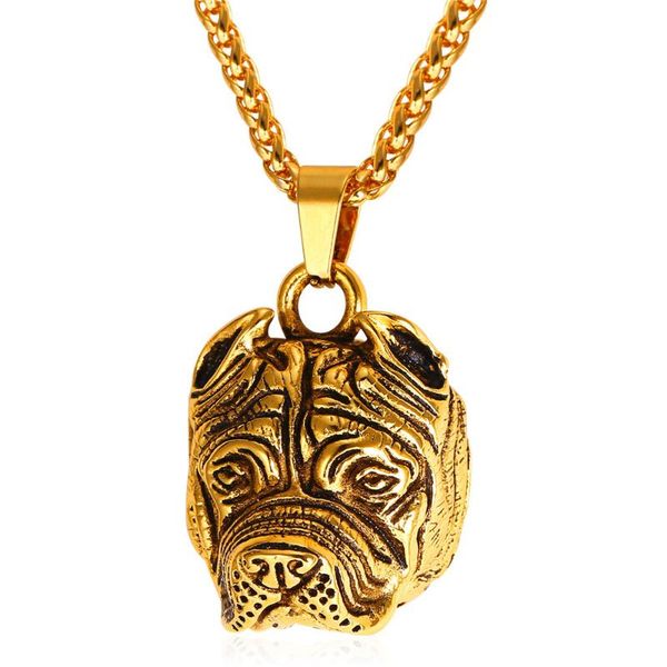 

pendant necklaces 2021 cute pet dog necklace fashion personality men's stainless steel animal, Silver