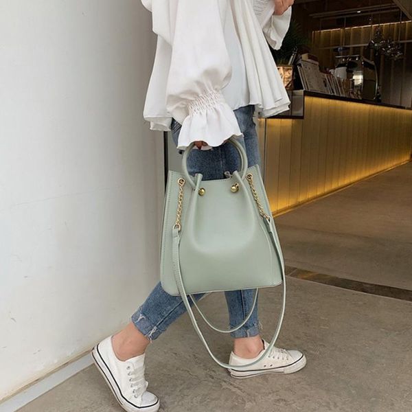 

women messenger bag bucket shoulder capacity chain retro crossbody commute design large casual vintage tote bags fashion handbag nrnap, Red;black