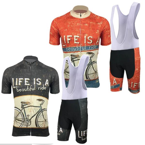 

racing sets 2021 life is a beautiful ride men cycling jersey set summer bicycle shorts road bike suit mtb wear maillot culotte, Black;blue