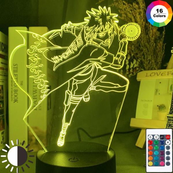 

night lights japanese manga 3d lamp minato namikaze figure atmosphere for kids child room decor color changing led light bedside