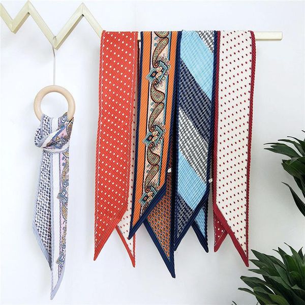 

scarves luxury silk scarf women bag skinny constellation 2021 design wrist towel fashion head band small tie, Blue;gray