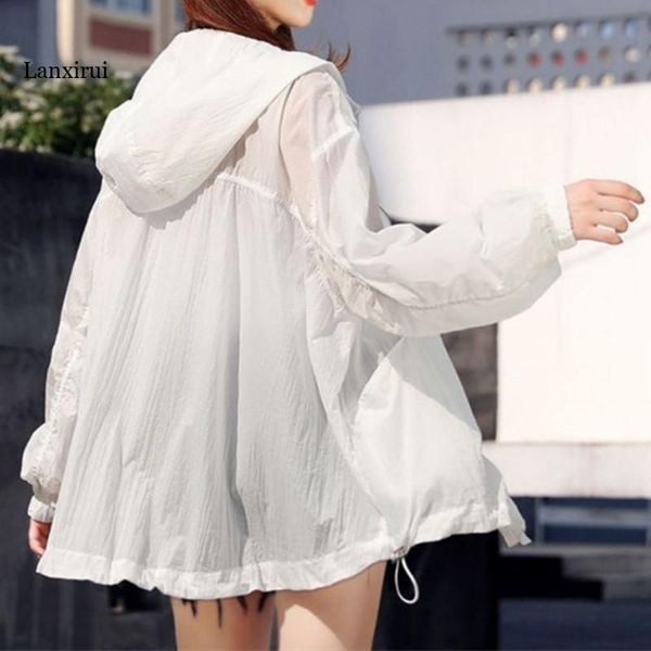 

women's jackets women summer white oversized sun protective hooded jacket big size bat sleeve proof lady outwear, Black;brown