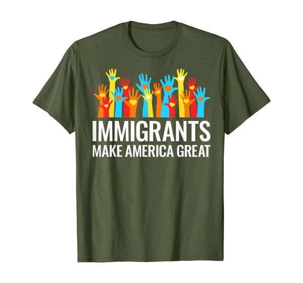 

immigrants make america great anti hate diversity unity gift t-shirt, White;black