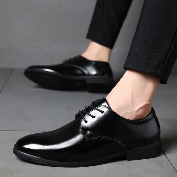 

leather sho british busins 47 large non slip low four seasons profsional gentleman fashion versatile pointed casual, Black