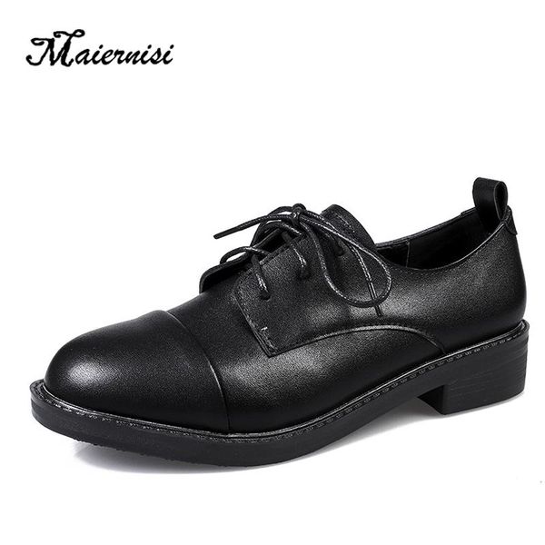 

dress shoes maiernisi women cow leather pumps single lacing loafers casual for black color
