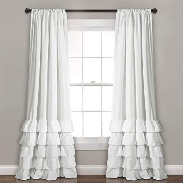 

curtain & drapes ruffle curtains window panel set for living, dining room, bedroom blackout luxury solid color curtains#4
