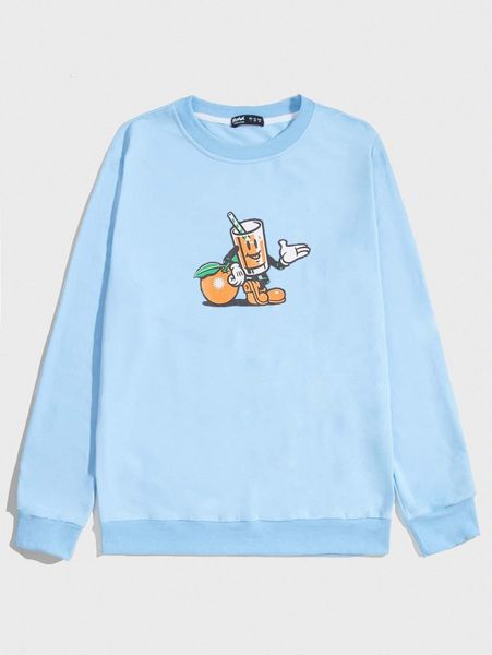

romwe x mightyshort guys cartoon graphic sweatshirt k09m#, Black