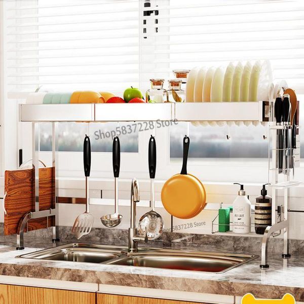 

kitchen storage & organization stainless steel sink drain rack home put tableware crockery