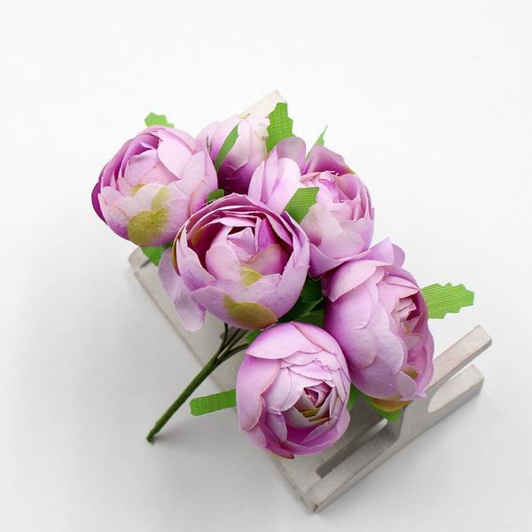 

6pcs/lot silk artificial flowers rose bud fake flower bouquet for wedding party home decoration diy gift box wreath scra jllibh