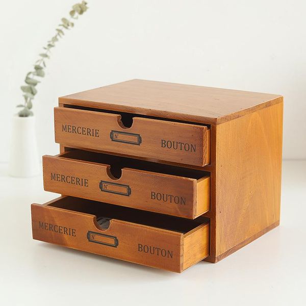 

storage drawers retro wooden box home office desk4-layer drawer ornaments multi-function cabinet decoration crafts gift