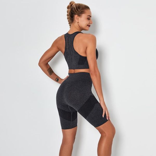 

yoga outfit summer fitness overalls female sports bra suits with shorts women's 2 pieces workout set seamless sportswear for women