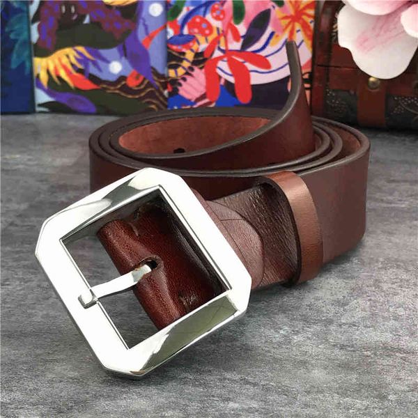 

belts stainless steel buckle quality super thick men genuine leather ceinture wide waist sbt0004 4kvw, Black;brown