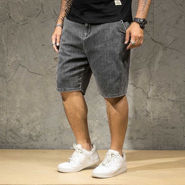 

men's shorts plus size 40 42 44 dark gray short summer fashion casual straight cotton stretch denim male brand jg3a, White;black