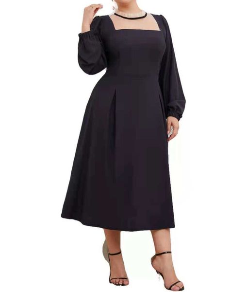 

europe and the united states spring black big yards cultivate one's morality elegant lace dress, White;black