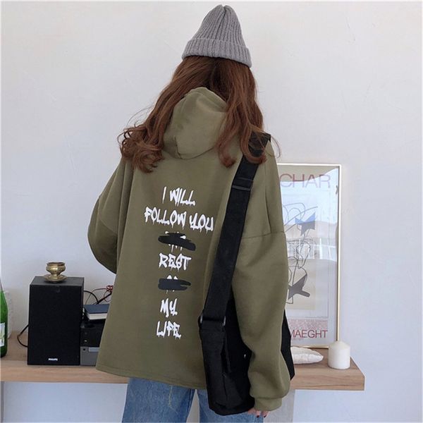 

new 2021 letters print fleece long sleeve black kpop oversized hoodie vintage pullover hooded sweatshirt women teen girls c220 vtj9