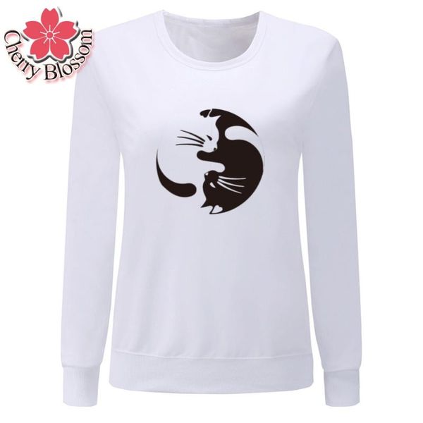 

women's hoodies & sweatshirts cherry blossom preppy style hoody girls casual printed pullover women sweatshirt female jacket ladies pl, Black