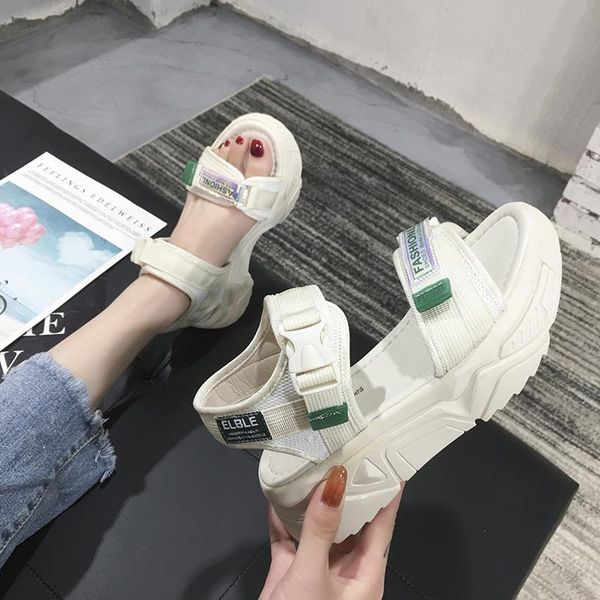 

sandals sports female ins tide 2021 summer net red korean version of the student flat women's shoes, Black