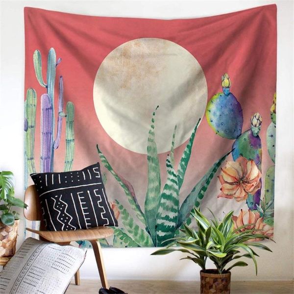 

tapestries cactus decor tapestry wall hanging art home yellow and green