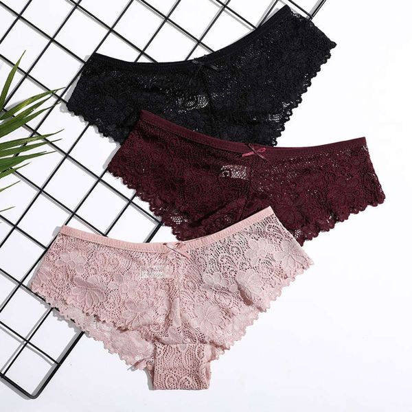 

lace briefs low waist traceless out, Black;pink