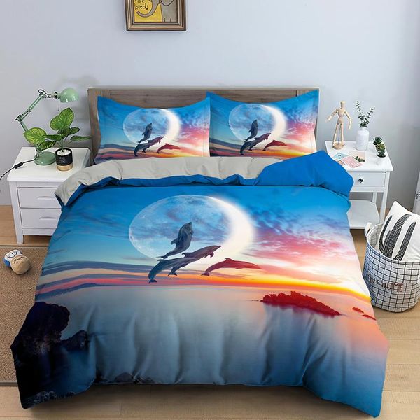 

bedding sets 3d duvet cover quilt covers comforter set dolphin king  full double single size bed linens