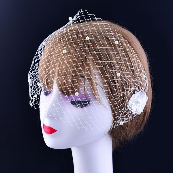 Véus nupciais youlapan va04 wedding birdcage véu com pente acessórios de cabelo mulheres românticas flor jóias chapéus curtos noiva tiara