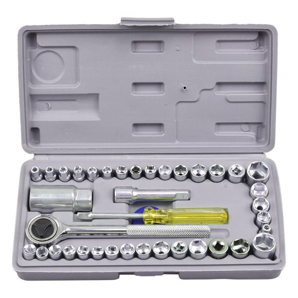 

professional hand tool sets 40pcs socket wrench set carbon steel motorcycle car repair tools torque ratchet kits household with box