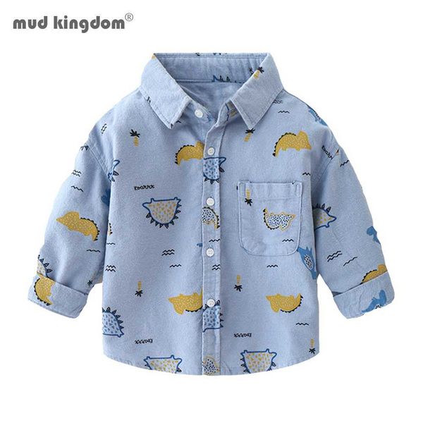 

mudkingdom boys shirts long sleeve lapel children clothing autumn cute cartoon dinosaur print clothes 210615, White;black
