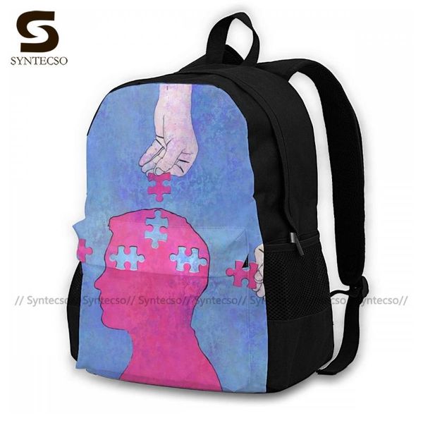 

backpack mental health backpacks polyester daily girl print novelty bags
