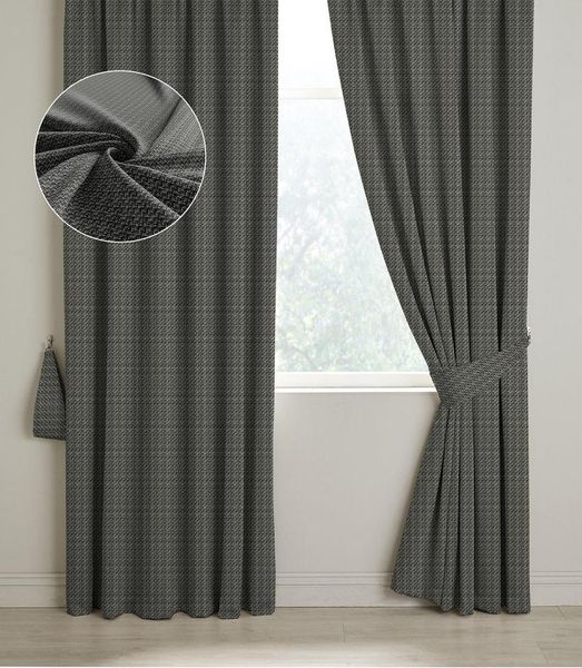 

curtain & drapes woven wicker textured dark grey color curtain, luxury fund lovely for livingroom code:15970223