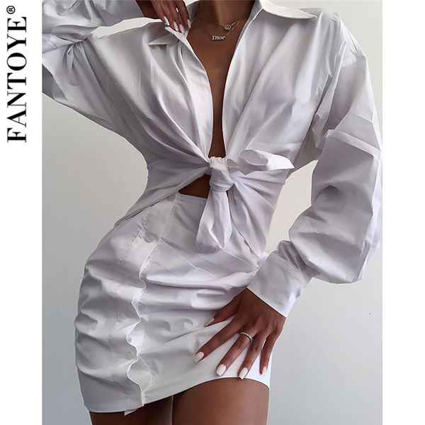 

2021 new deep v-neck cut out ny blouse women turn-down collar long sleeve ruehed mini white bandage vestido e0cx, Black;gray