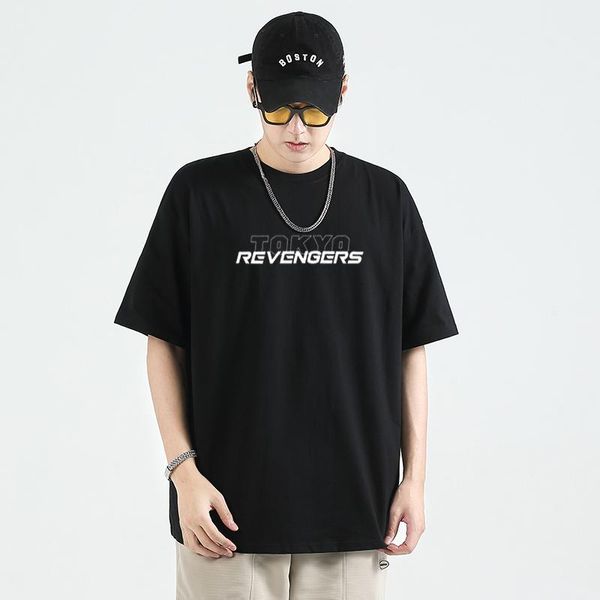 

men's t-shirts tokyo revengers printed t shirts men oversized t-shirt 100% cotton graphic tees streetwear woman tshirts white tee, White;black