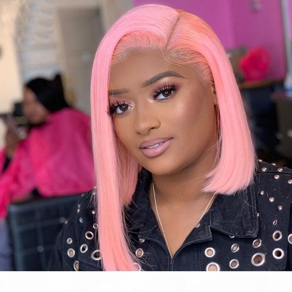 

pink color 13x4 lace front wig bob human hair straight blue red 13 by 4 bob wigs peruvian virgin hair yellow 10-28inch with baby hair, Black;brown