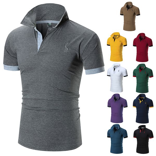 

2020ss polo men's clothing poloshirt shirt men's cotton blend short sleeve casual breathable summer breathable pure color fawn emb, White;black