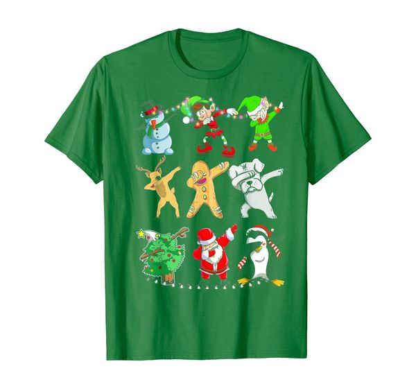

dabbing santa elf snowman reindeer dog penguin xmas tree t-shirt, White;black