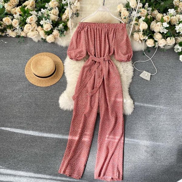 

fashion slash neck short sleeve women jumpsuit autumn high waisted thin broad legged overalls clothing p880, Black;white