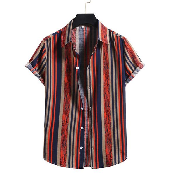 

men's casual shirts men colorful stripe short sleeve cotton linen buttons down beach loose shirt summer blouse camisa, White;black