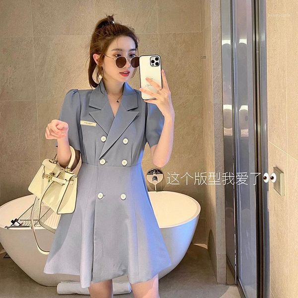

women's suits & blazers suit dress female summer 2021 short sleeve thin net red fried street small man double row button temperament sk, White;black