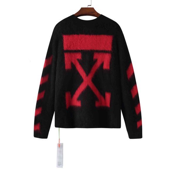 

autumn and winter 2021 off new mohair crew neck pullover sweater couple's loose fashion sweater hair, Black