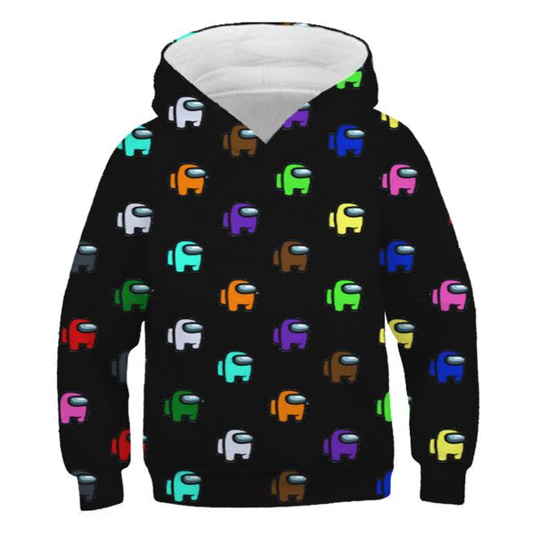 

hip hop video game hoodie streetwear 3d print anime lounge wear among us sweatshirt childrens pullover impostor sudadera hombre, Black