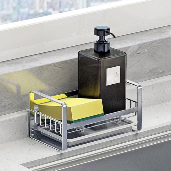 

kitchen storage & organization stainless steel sink drain rack sponge organizer dish soap drainer shelf bathroom accessories