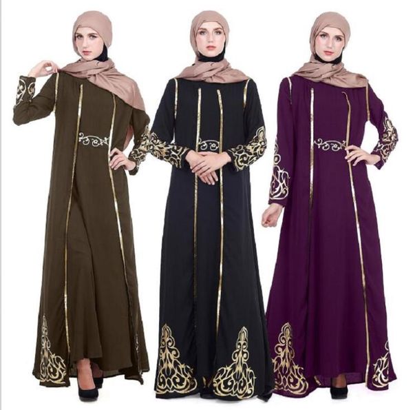 

casual dresses 2 piece set elegant muslim abaya full dress vestidos cardigan kimono loose long robe gowns jubah middle east eid ramadan isla, Black;gray