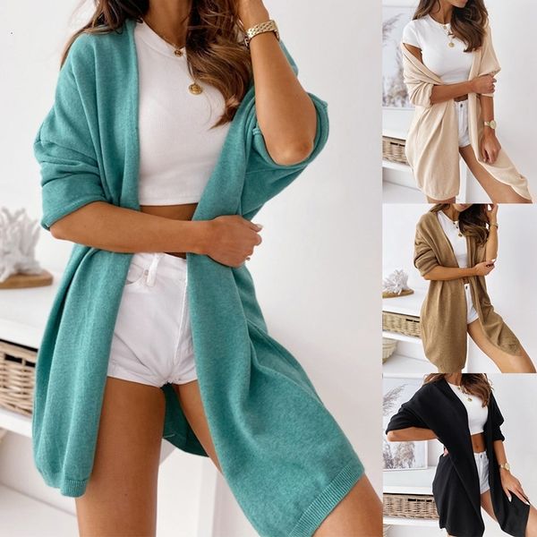 

2021 new inverno longo cardigan malha feminina manga comprida cor slida camisola jumper feminino casual streetwear ponto aberto ecsu 4vpc, White;black
