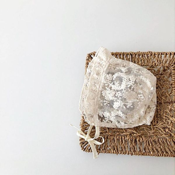 

caps & hats baby lace flower sun hat born pography props princess white shower gifts cotton beanie bonnet cap, Yellow