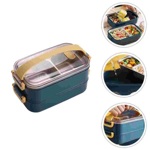 

bowls 1pc double layers insulated bento box divided grid lunch case container