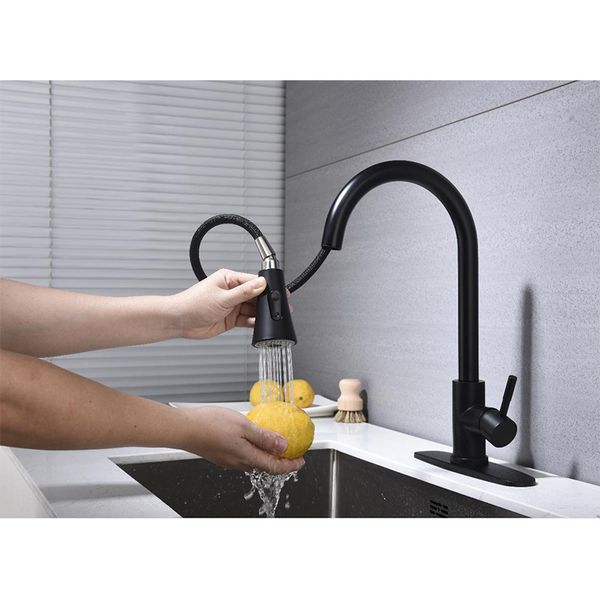 

304 stainless steel pull-out faucet kitchen sink pull-out universal swivel telescopic and cold kitchen faucet